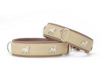 Halsband Französische Bulldogge 45cm - 35mm elfenbein - silber
