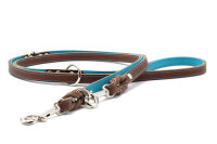 Lederleine Klassik Premium mokka - petrol - silber 2m - 20mm