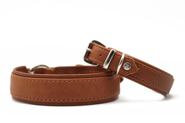 Halsband Klassik Soft 55cm - 35mm cognac - silber