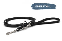 Lederleine rundgenäht Edelstahl