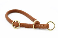 Rundgenähtes Lederhalsband cognac
