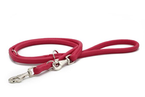 Hundeleine aus weichem Leder rundgenäht lipstick