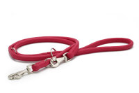 Hundeleine aus weichem Leder rundgenäht lipstick