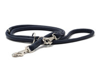 Ledereine rundgenäht dunkelblau  2m - 6mm blau - silber