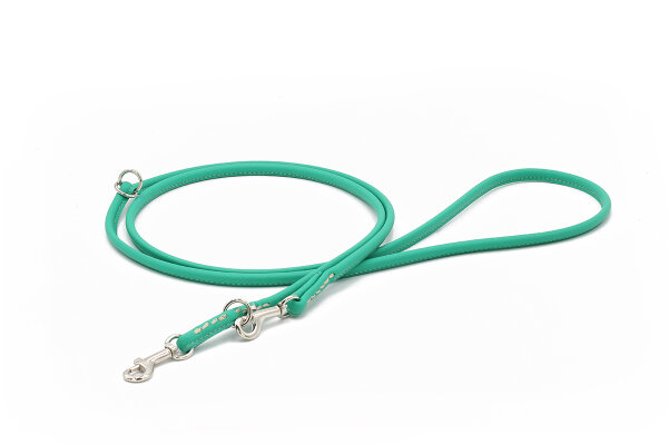 Lederleine rundgenäht Holi Color jadegrün - silber 2m - 4mm