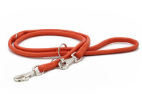 Lederleine rundgenäht Holi Color  mandarine  - silber 2m - 4mm