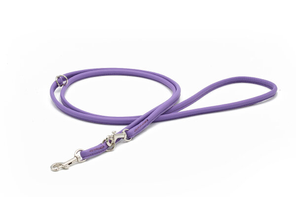 Lederleine rundgenäht Holi Color lila - silber 2m - 4mm