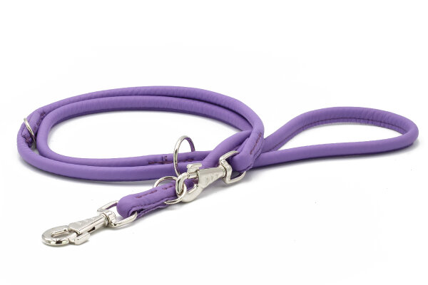 Lederleine rundgenäht Holi Color lila - silber 2m - 10mm