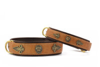 Hundehalsband Lion 45 cm - 35 mm King - dark brown - gold