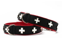 Halsband Schweizer Kreuz 40cm - 24mm schwarz - rot - silber