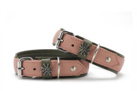 Halsband Zillertal 35cm - 24mm altrosa - khaki - silber