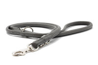 Rundgenähte Lederleine grau