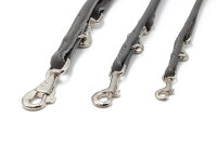 Rundgenähte Lederleine grau