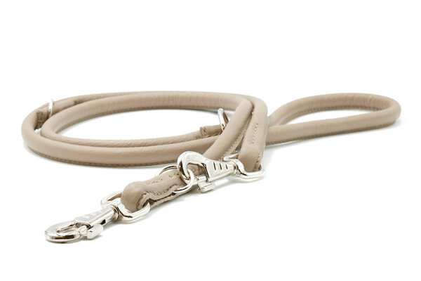 Lederleine rundgenäht elfenbein 2m - 6mm elfenbein - silber