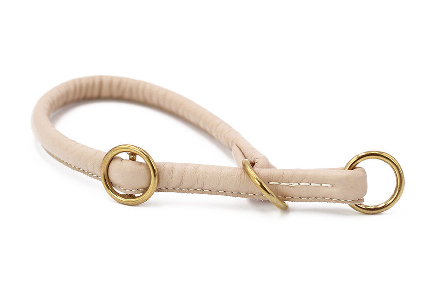 Lederhalsband rundgenäht elfenbein